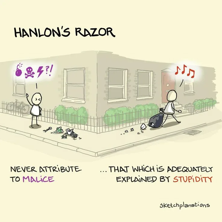 Hanlon's Razor: Simplifying Intentions Behind Actions